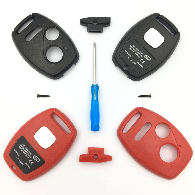 Henrida Keyless Entry Remote Key Housing Replacement for Honda Civic CR-V Fit Accord Crosstour Odyssey CR-Z Key Fob Shell Case，for Honda 2+1 Buttons with Screwdriver (Black+Red) Black+Red - LeoForward Australia