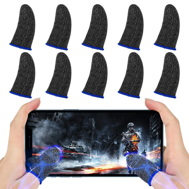 Newseego Finger Sleeve Sets for Gaming Mobile Game Controller Thumb Sleeves [10 Pack], Anti-Sweat Breathable Touchscreen Sensitive Aim Joysticks Finger Set for Rules of Survival/Knives Out (Blue) 10 Pack - Blue - LeoForward Australia