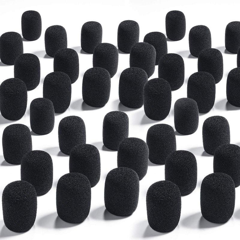  [AUSTRALIA] - 50 Pieces Foam Microphone Windscreen Mic Covers Foam Protection for Small Lapel and Headset Microphones, Black