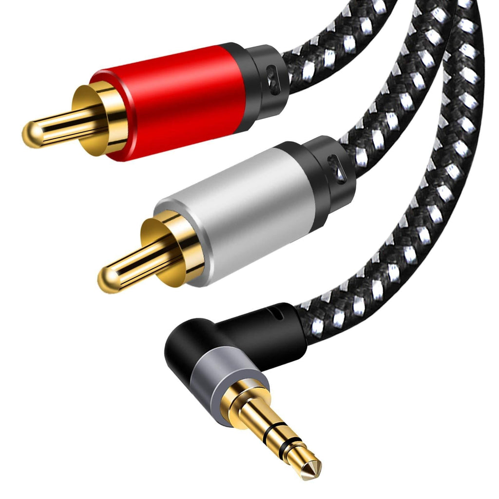 3.5mm Aux Cables, 90° RCA Audio Cable, 3.5mm to 2-Male RCA Stereo Splitter Cable 1/8" Right Angle TRS to RCA Straight Plug Audio Auxiliary Cord,Hi-Fi Sound, Nylon Braided (9.8ft/3m) 9.8ft/3m - LeoForward Australia