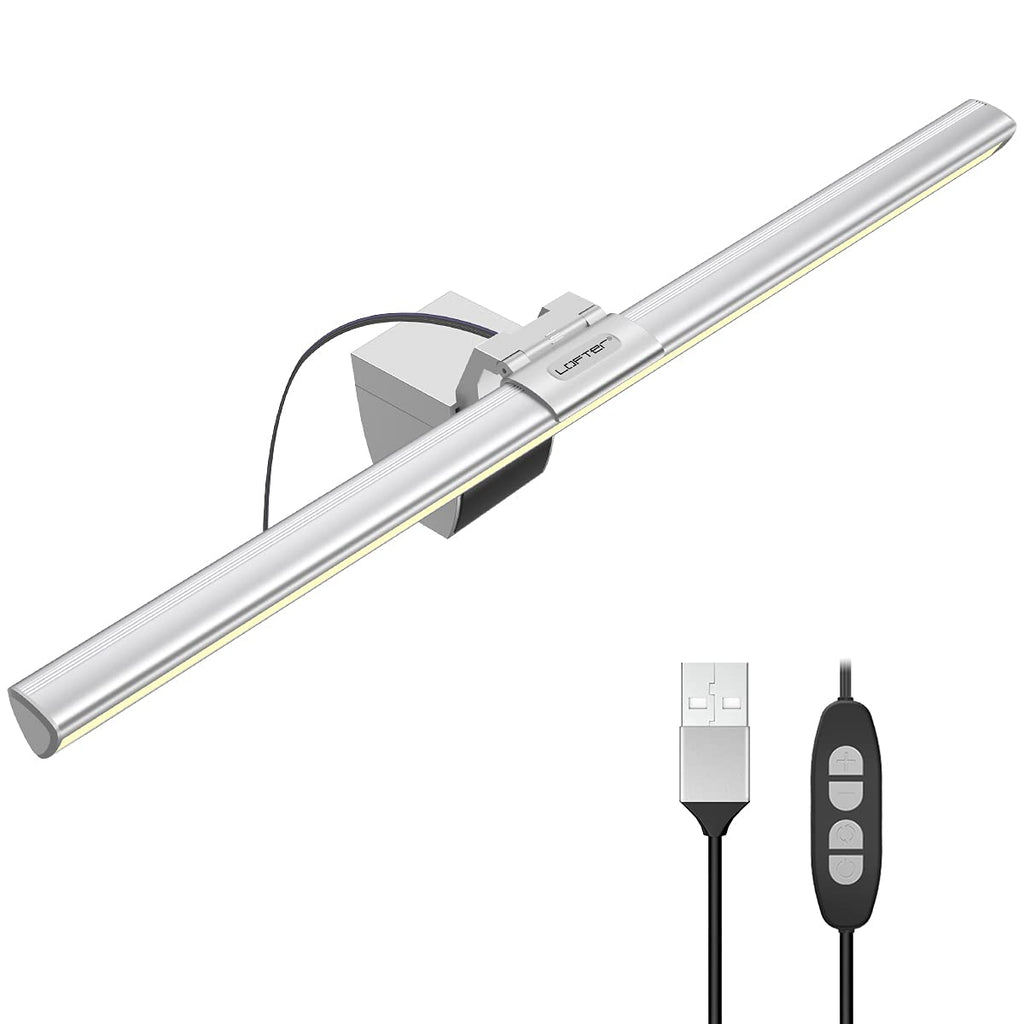  [AUSTRALIA] - Monitor Light Bar, Computer Monitor Lamp with No Glare on Screen, Sit on Top of Monitor Screen Light Bar,USB Powered e-Reading LED Task Lamp for Office/Home, Dimmable&3 Color Temp Working/Gaming Light Silver