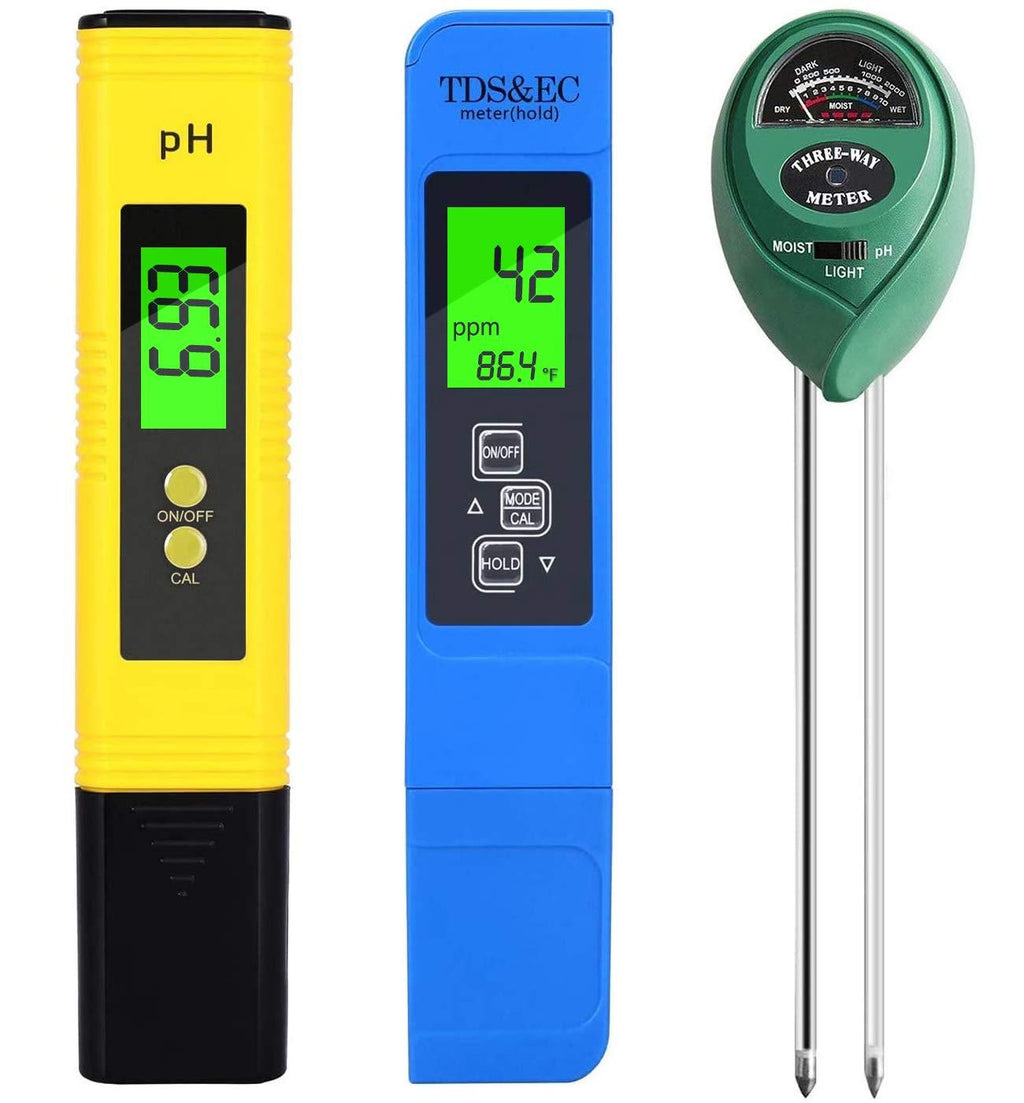 PH Meter, TDS PPM Meter, Soil PH Tester, PH/EC Digital Kit, 3 Pack - LeoForward Australia