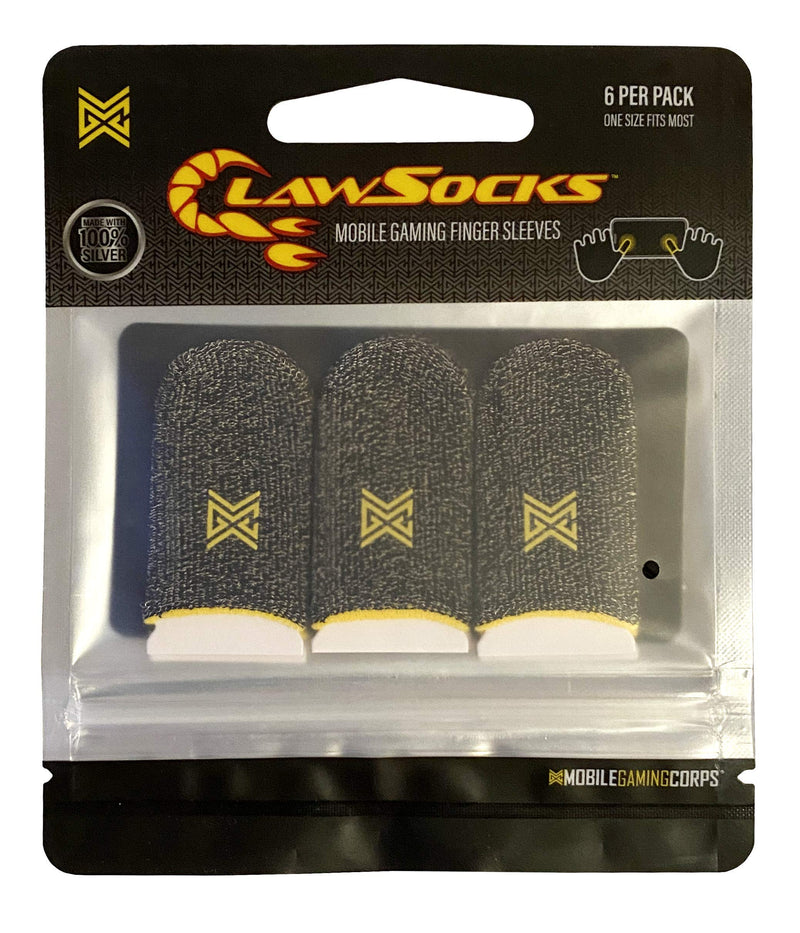  [AUSTRALIA] - MGC ClawSocks, Premium Mobile Gaming Finger Thumb Sleeves, Pack of 6, Frictionless Consistency, Highly Conductive 100% Silver Thread, Durable 18-Needle Weave, Compatible with All Touchscreen Devices