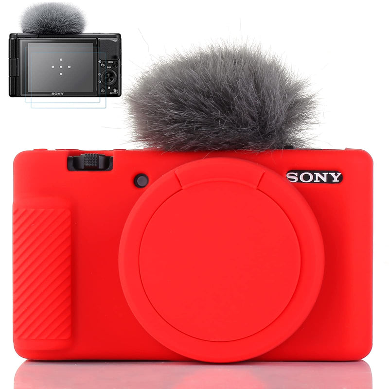  [AUSTRALIA] - Yisau Camera Case for Sony ZV-1, Sony ZV1 Camera Case Digital Camera Anti-Scratch Slim Fit Soft DSLR Camera Sleeve with ZV1 Screen Protector (Red) Red