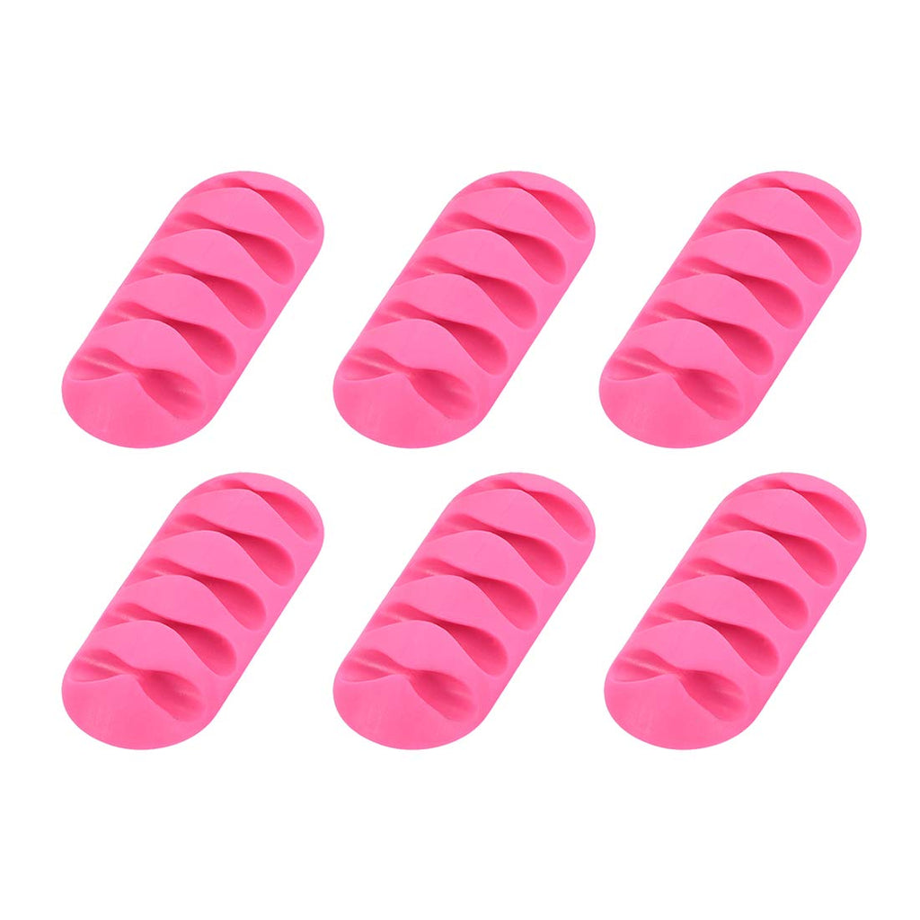  [AUSTRALIA] - uxcell 6Pcs Cable Organizer Pink Cable Ties Electronics Computer Mouse Charging USB Cable Holder Self Adhesive Cord Holders