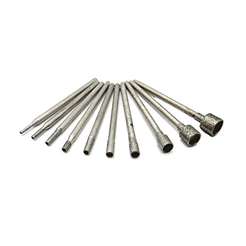  [AUSTRALIA] - Luo ke 10 Pcs Mini Cup Shape Diamond Mounted Grinding Head Burrs for Rotary Tools Includes Dremel with 2.35 MM Mandrel
