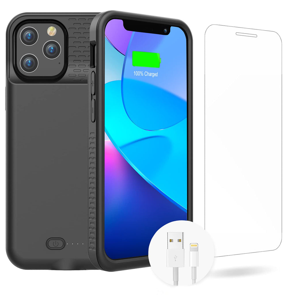  [AUSTRALIA] - GIN FOXI Battery Case for iPhone 12 Pro Max, Real 7000mAh Ultra-Slim Battery Charging Case Rechargeable Anti-Fall Protection Extended Charger Cover for iPhone 12 Pro Max Battery Case(6.7 inch) Black