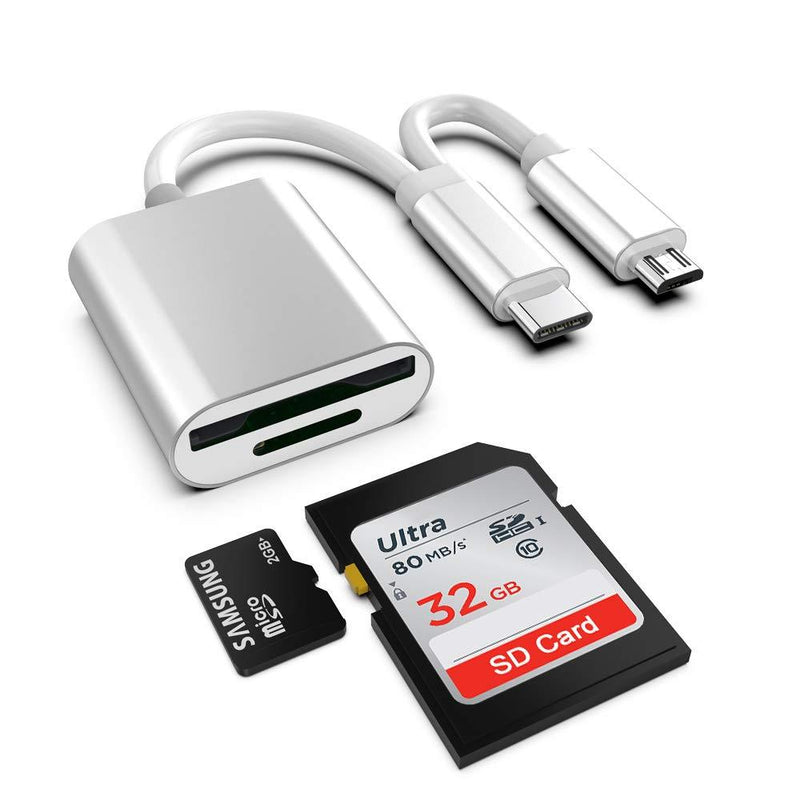 Rocketek 2 in 1 Type C+Micro USB Card Reader,Dual Slot+Plug and Play+USB 3.0+OTG Adapter+Camera Reader+ Drive Recorder+Video Reader,Compatible Mac Book/Android/Tablets/PC/Laptop/Samsung HC-TCCR2 - LeoForward Australia