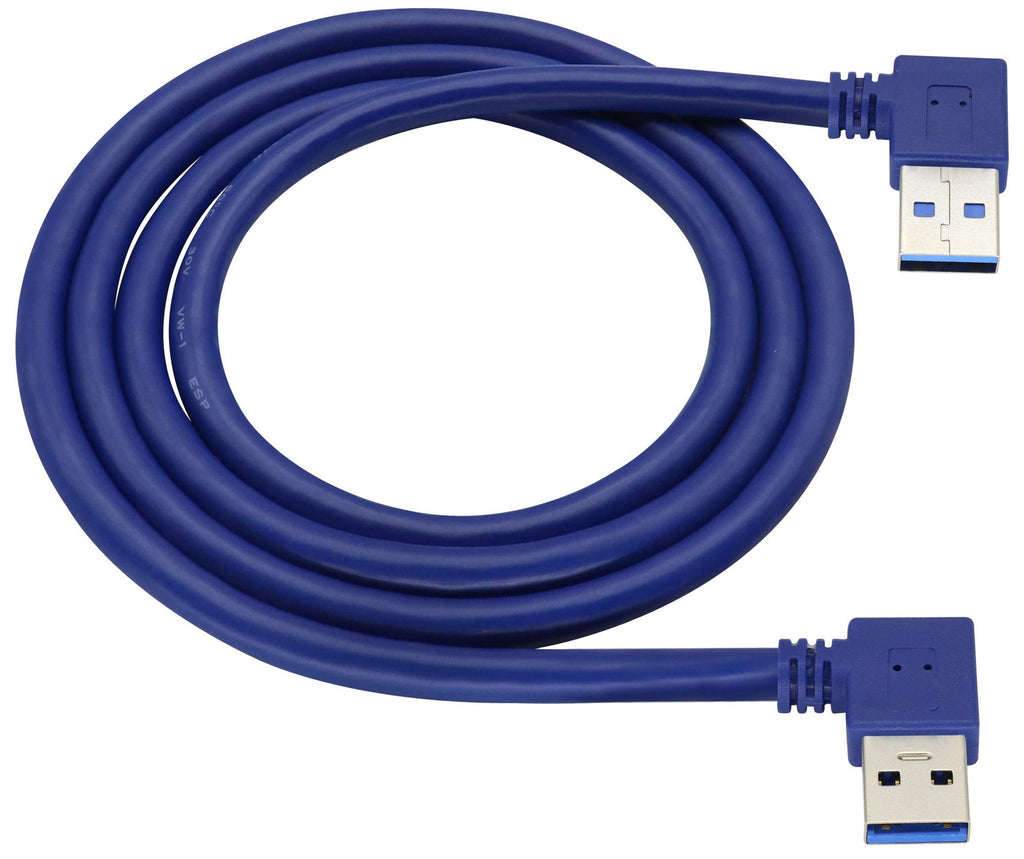  [AUSTRALIA] - AAOTOKK Left & Right Angle USB 3.0 A Male Adapter Cable 90 Degree USB 3.0 Type A Male to USB Male Data Transfer and Charging Extension Cable for USB Keyboard,Mouse,Flash Drive,Hard Drive(1M/3ft-Blue) Blue 1M/3ft