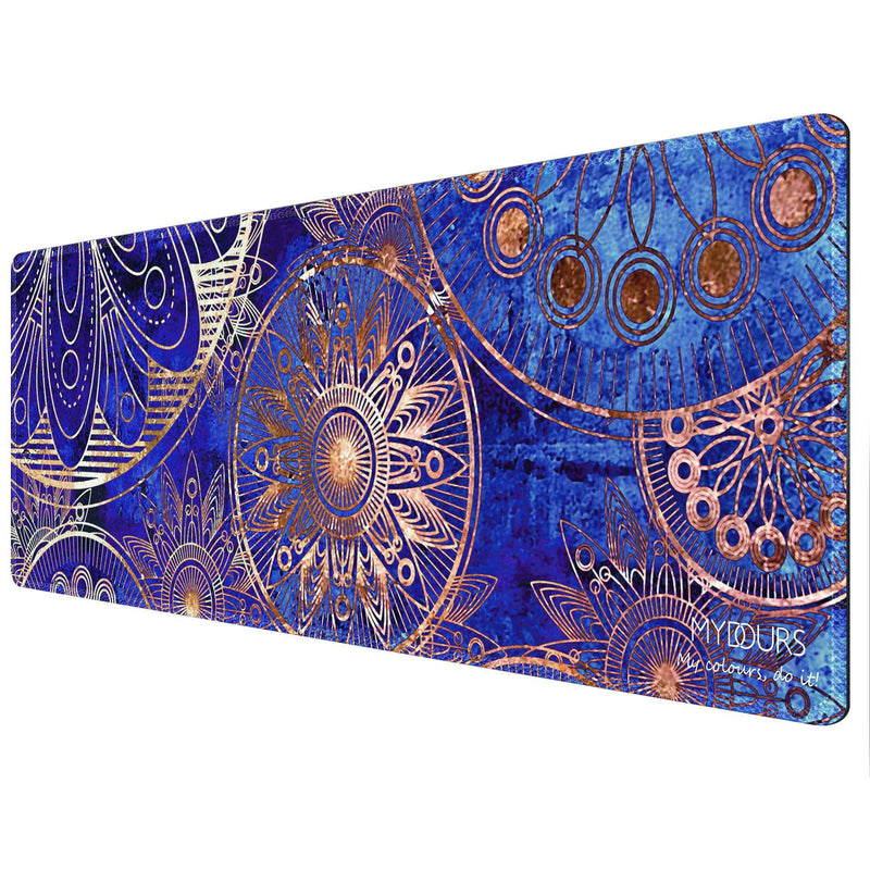  [AUSTRALIA] - Mydours Extended Gaming Mouse Pad (47.2x15.7 in), Large Non-Slip Rubber Base Mousepad with Stitched Edges Keyboard Mouse Mat Desk Pad for Work, Game, Office, Home Blue Flower