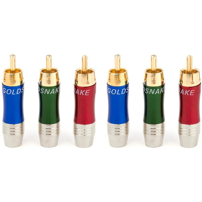 Urtop 6 Pack RCA Male Plug Adapter,Gold Plated Audio Video Phono Solder Connector,RCA Plug Solder Cable Connector,Screws Audio Video in-Line Jack Cable Adapter,RCA Repair Ends(Blue,Red,and Green) - LeoForward Australia