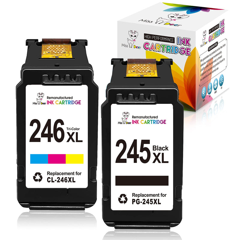 Miss Deer 245 246 Remanufactured Ink Cartridge Replacement for Canon PG-245XL CL- 246XL PG-243 CL-244 High Yield for Pixma MX492 MX490 MG2522 MG2520 MG2420 MG2920 MG2922 iP2820 Printer - LeoForward Australia