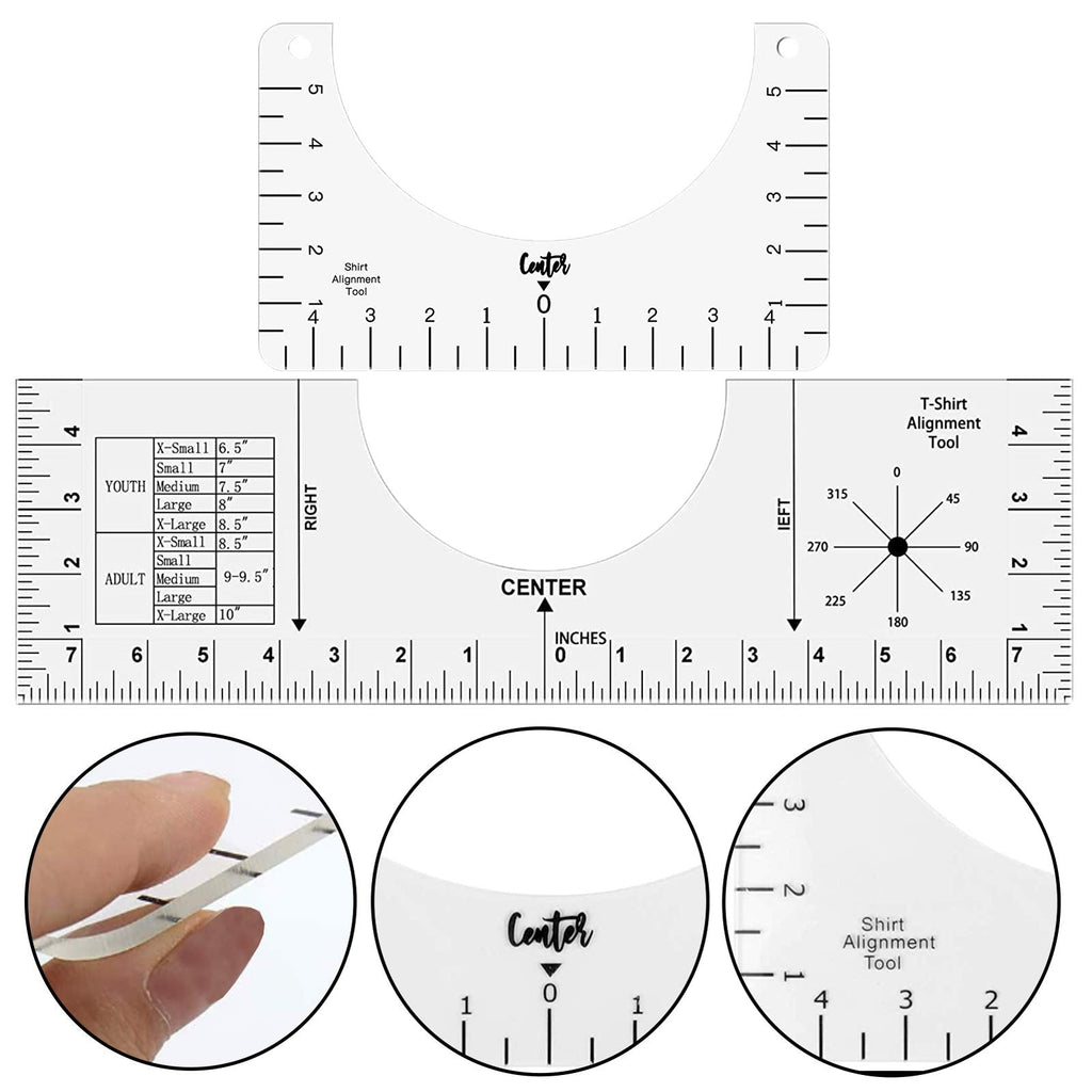  [AUSTRALIA] - 2 Pack T-Shirt Ruler Guide,T-Shirt Ruler Acrylic Alignment Tool with Size Chart,T Shirt Rulers to Center Designs,T-Shirt Ruler Guide for Vinyl Placement…
