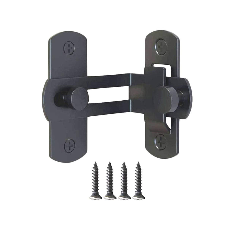  [AUSTRALIA] - Flip Door Sliding Latch,90 Degree Stainless Steel Latch,Safety Sliding Barn Door Lock,Latch Lock,Right Angle Curved Door,Prevent Corrosions 1 Black