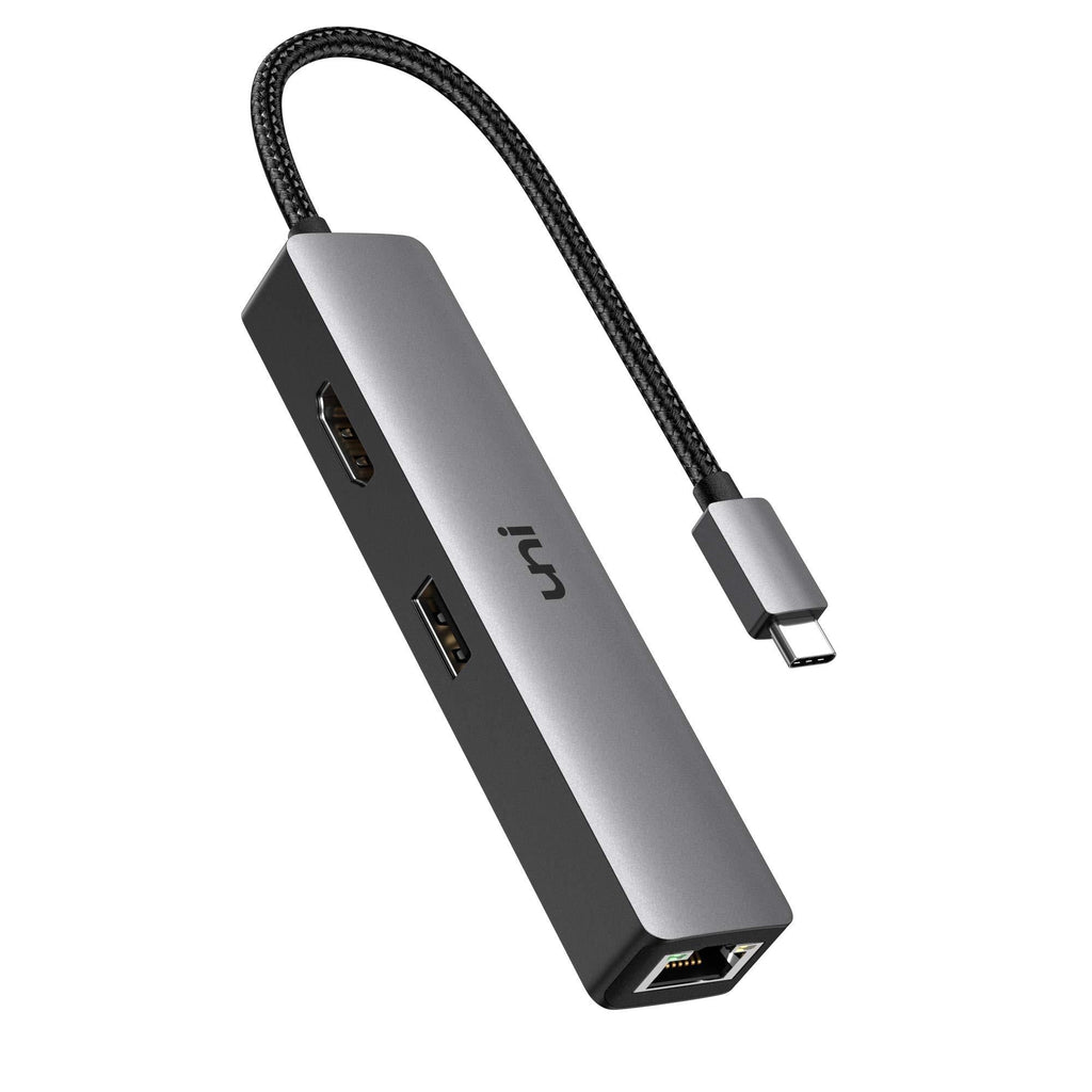 USB C Hub, uni 5-in-1 USB C to Ethernet Adapter Hub with 4K USB C to HDMI, 1Gbps Gigabit Ethernet Port, 3 USB 3.0 Ports (Aluminum Shell, Nylon Braided Cord) for MacBook Pro, iPad Pro, XPS and More - LeoForward Australia