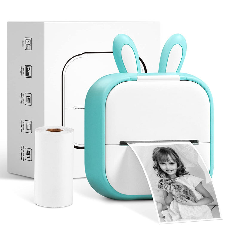  [AUSTRALIA] - Memoking T02 Sticker Printer-Mini Portable Wireless Bluetooth Thermal Printer, 203dpi On-The-Go Printer for Journal, Photos, Notes, Gifts and etc, Compatible with iOS & Android, Green