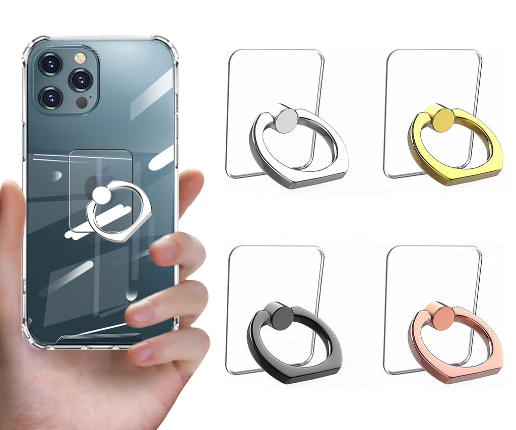 Vesmatity Cell Phone Ring Holder Stand 4 Pack Transparent Phone Ring Grip Holder Clear Universal 360° Degree Rotation Finger Ring Kickstand Compatible Various Mobile Phones or Phone Cases-Square Square-black sliver gold Rose gold- - LeoForward Australia