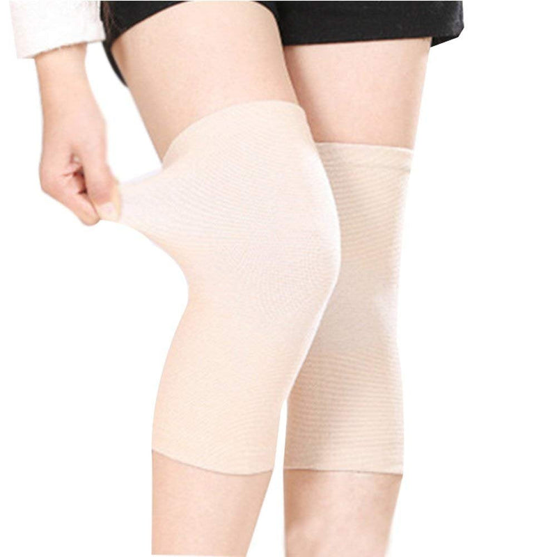  [AUSTRALIA] - 1 Pair Bamboo Fabric Knee Compression Sleeves Knee Support for Joint Pain & Arthritis Pain Relief, Elastic Knee Brace for Sports, Fits Men & Women Beige Small