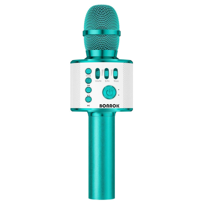  [AUSTRALIA] - BONAOK Karaoke Microphone Bluetooth Wireless, Portable Karaoke Machine Mic Speaker for Kids and Adults Home Party Birthday(Ice Blue) Ice Blue