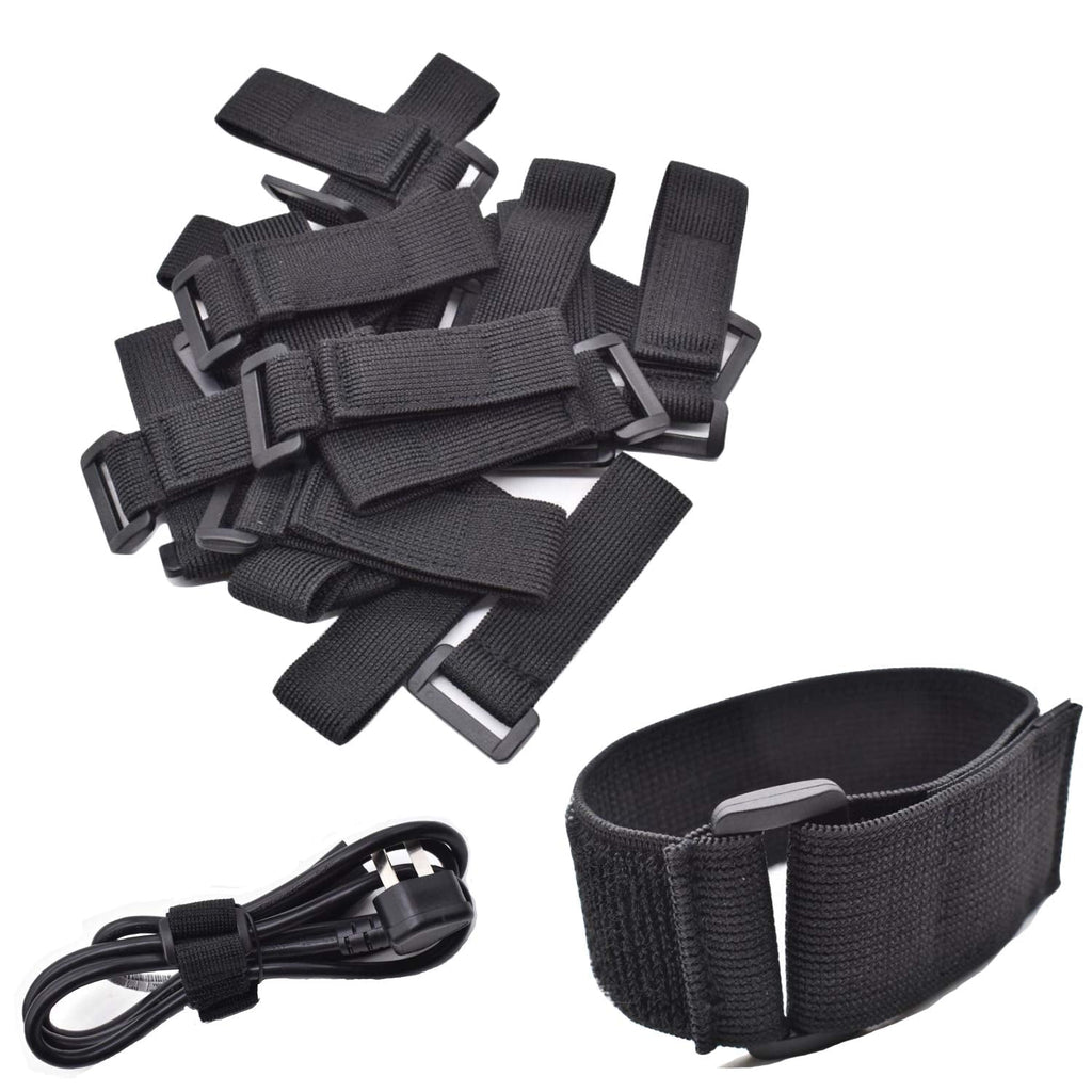  [AUSTRALIA] - Reusable Fastening Cable Straps Multipurpose Strong Gripping Hook and Loop Straps Cable Ties Cord Management Wire Organizer Straps （Black 1x6in） Black 1x6in