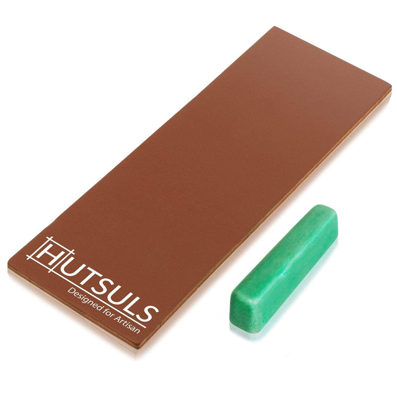  [AUSTRALIA] - Hutsuls Brown Leather Strop with Compound - Get Razor-Sharp Edges with Stropping Kit, Green Honing Compound & Vegetable Tanned Two Sided Leather Strop Knife Sharpener Step-by-Step Guide Included