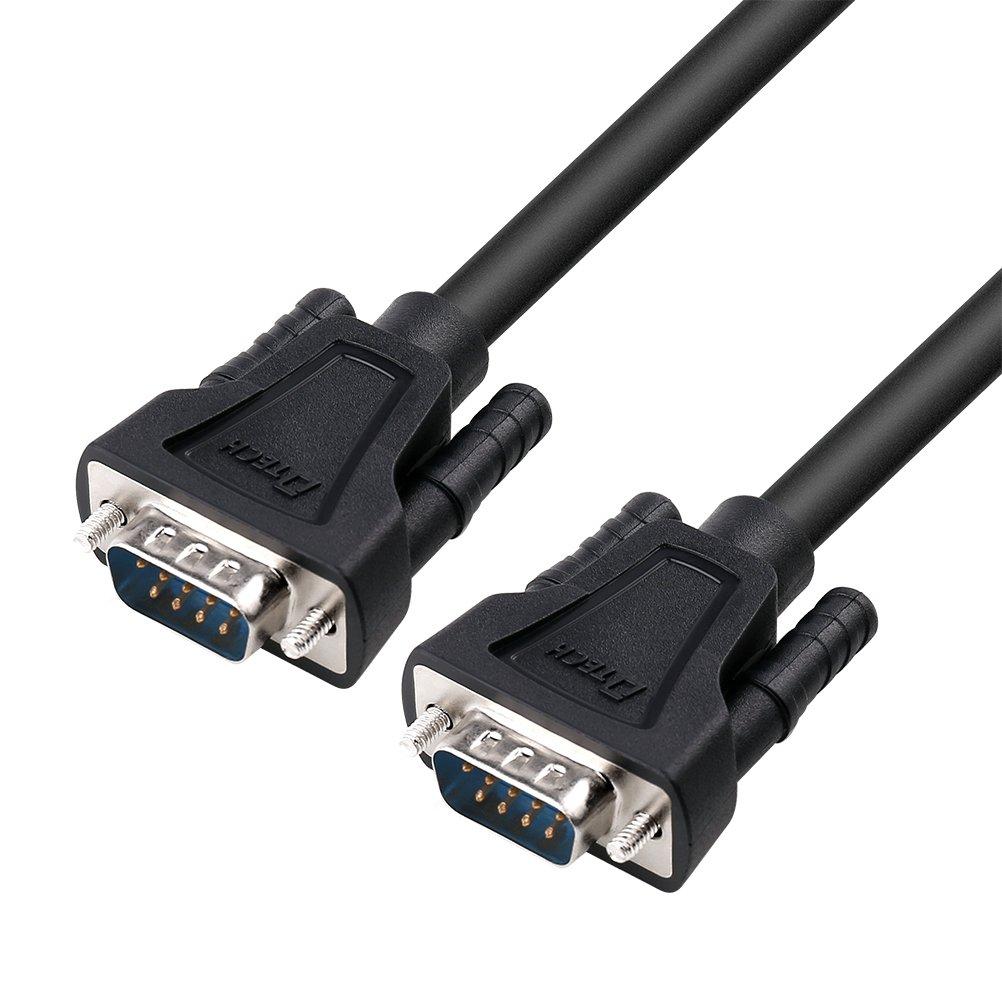 DTECH DB9 RS232 Serial Cable Male to Male Null Modem Cord Full Handshaking 7 Wire Crossover for Data Communication (10 Feet, Black) 10ft - LeoForward Australia