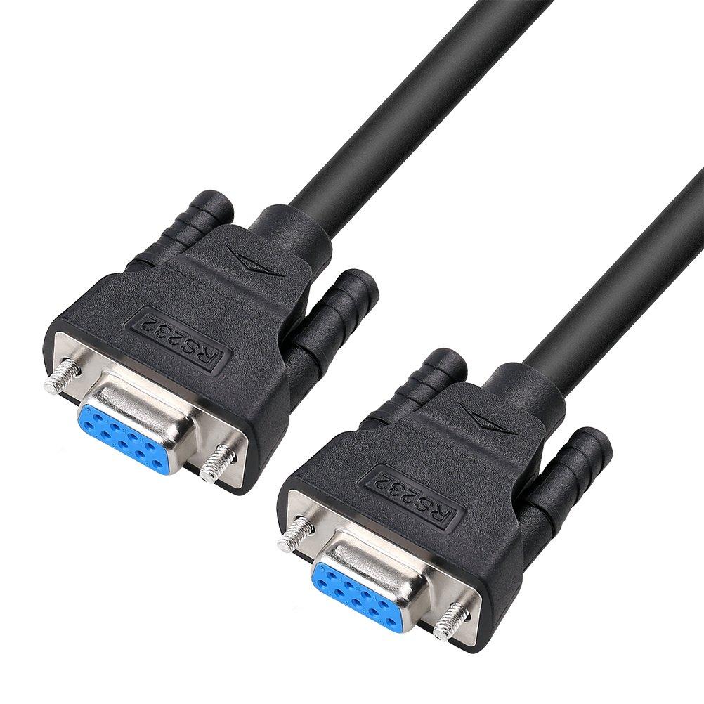 DTECH DB9 RS232 Serial Cable Female to Female Null Modem Cord Full Handshaking 7 Wire Crossover for Data Communication (15 Feet, Black) 15ft - LeoForward Australia