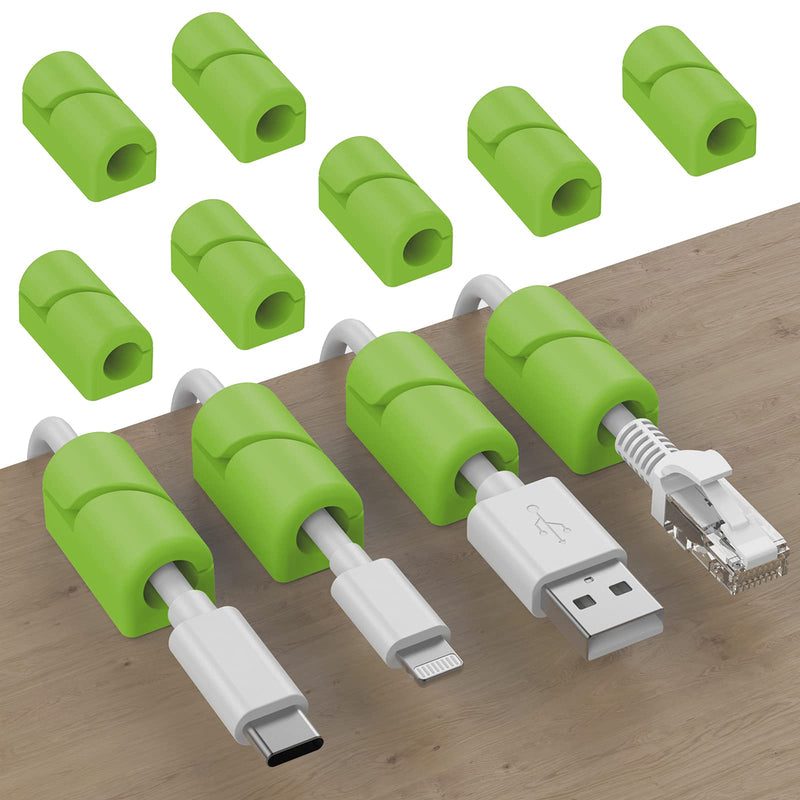  [AUSTRALIA] - SOULWIT 20 Pcs Cable Holder Clips, Cable Management Cord Organizer Clips Silicone Self Adhesive for Desktop USB Charging Cable Power Cord Mouse Cable Wire PC Office Home (Green) Green