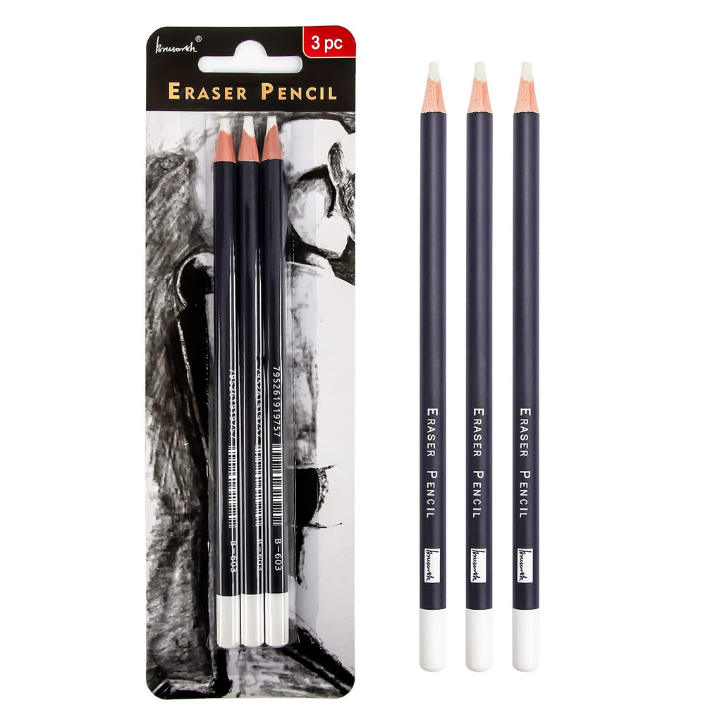  [AUSTRALIA] - Professional Eraser Pencils Set - Brusarth 3pc Erasing small details or add Highlights for sketching pencils, colored pencils, charcoal drawings. Fine detail Eraser for Beginners & Artists 1