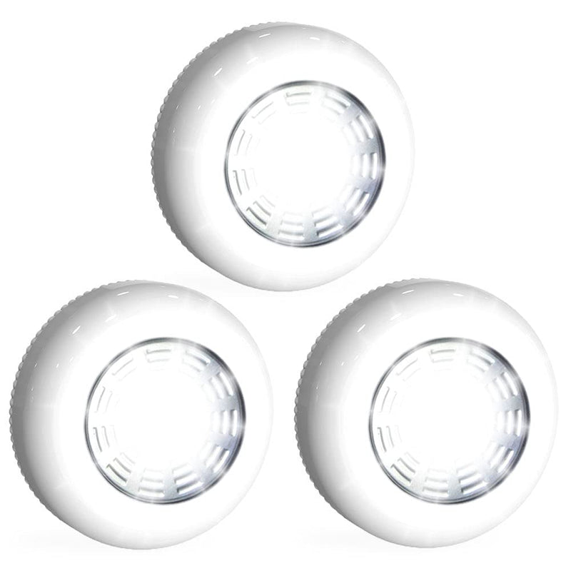  [AUSTRALIA] - Bright Stick Up LED Light, Wireless Tap Lights Battery Powered Push Lights Battery Operated Stick On Puck Light for Closets, Cabinets, Counter Kitchen, 3 Pack Cool White 3-pack