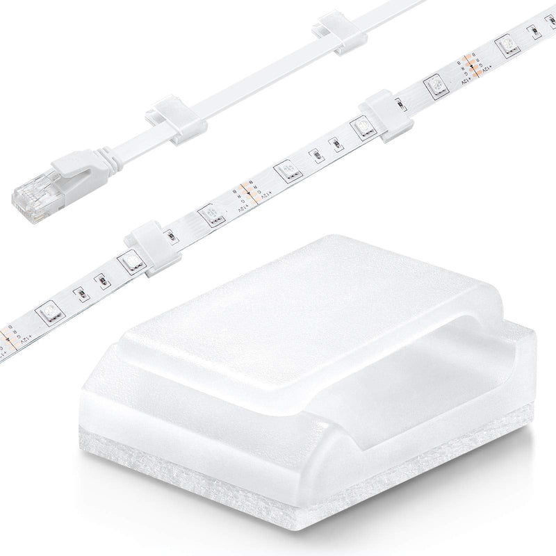  [AUSTRALIA] - Cable Tidy Management Self Adhesive Cable Clips,100Pack Clamps Fix Led Light Clips (for 10mm(3/8") Wide Strip Light)