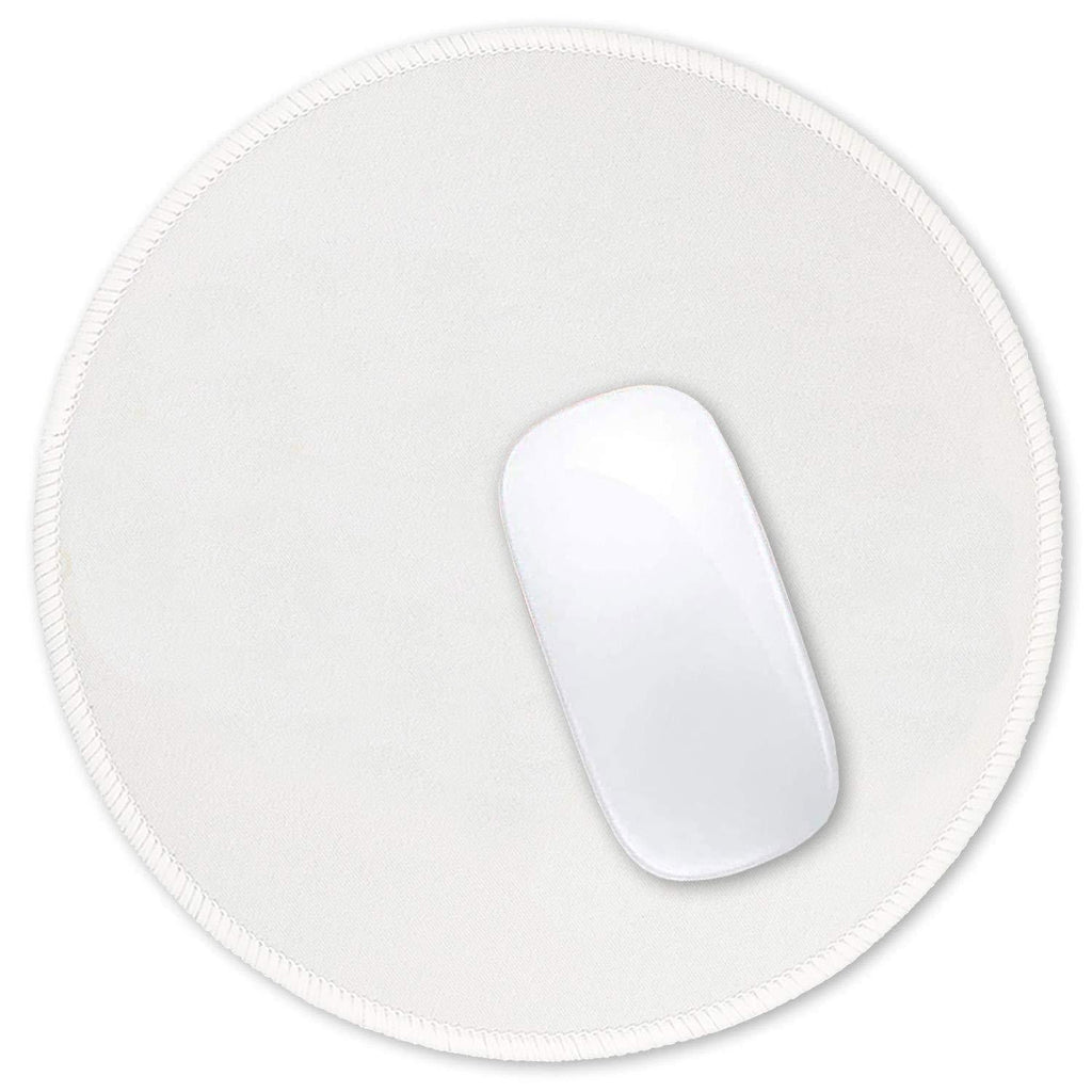  [AUSTRALIA] - Hsurbtra Mouse Pad, Premium-Textured Small Round Mousepad 8.7 x 8.7 Inch White, Stitched Edge Anti-Slip Waterproof Rubber Mouse Mat, Pretty Cute Mouse Pad for Office Home Gaming Laptop Men Women Kids Ivory White