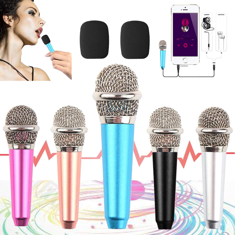 mini microphone for iphone,Tiny Microphone,Portable Microphone/mini mic,for Mobile Phone, Computer, Tablet, Recording Chat and Singing,with Mic Stand and 2PCS sponge foam cover (Blue) Blue - LeoForward Australia