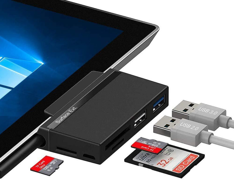 Microsoft Surface Go USB C Dock | Surface Go Adapter 6-in-1 Card Reader Hub SD/Micro SD | USB 2.0 USB 3.0 USB Charging Port | Compatible with Original Surface Go Power Plug - LeoForward Australia