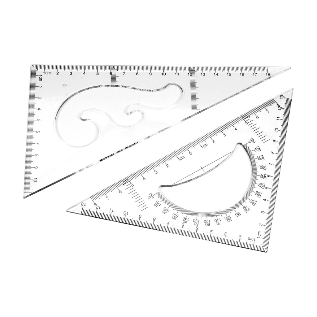  [AUSTRALIA] - Auniwaig Triangle Set 20cm Measuring Range 30/60/90 & 45/90 Transparent Triangle Ruler Set Square Metric 30/60/90 Degree 45/90 Degree 1mm Accuracy 1 Set