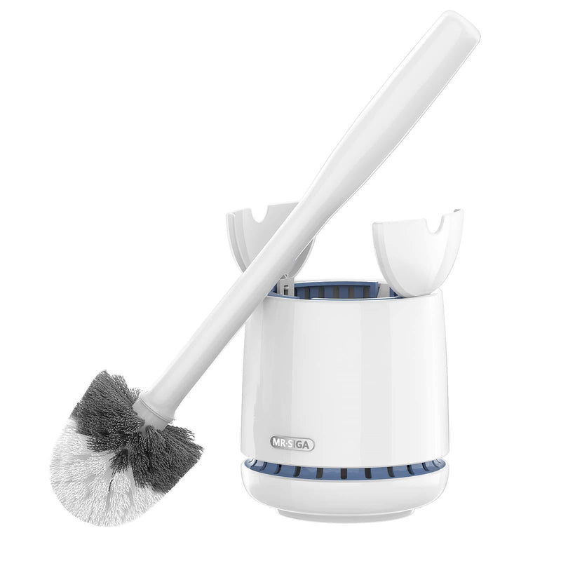 MR.SIGA Toilet Bowl Brush and Holder, Premium Quality, with Solid Handle and Durable Bristles for Bathroom Cleaning, White, 1 Pack - LeoForward Australia