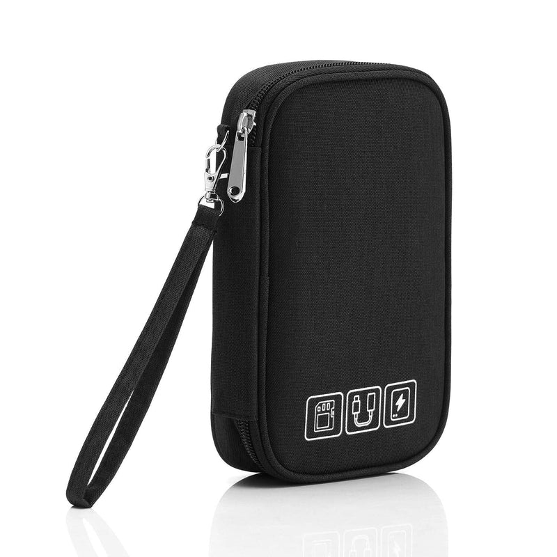  [AUSTRALIA] - Electronic Organizer, Small Travel Cable Organizer Bag Pouch Portable Electronic Accessories All-in-One Storage Multifunction Case for Cable, Cord, Charger, Hard Drive, Earphone, USB, SD Card (Black) 1. Black