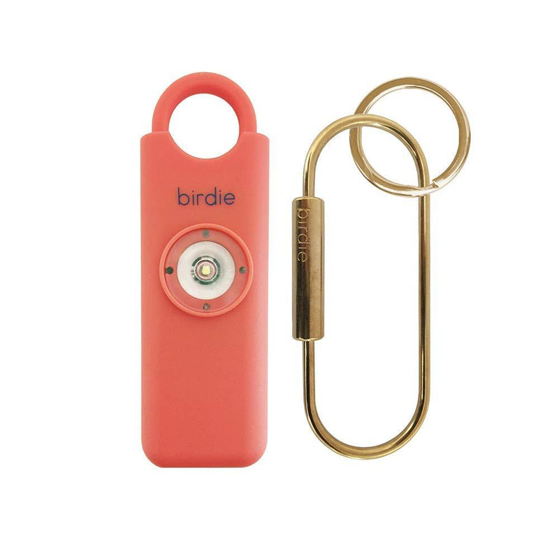  [AUSTRALIA] - She?s Birdie-The Original Personal Safety Alarm for Women by Women-130dB Siren, Flashing Strobe Light, Solid Brass Key Chain and Key Ring in 5 Pop Colors. (Coral) Coral