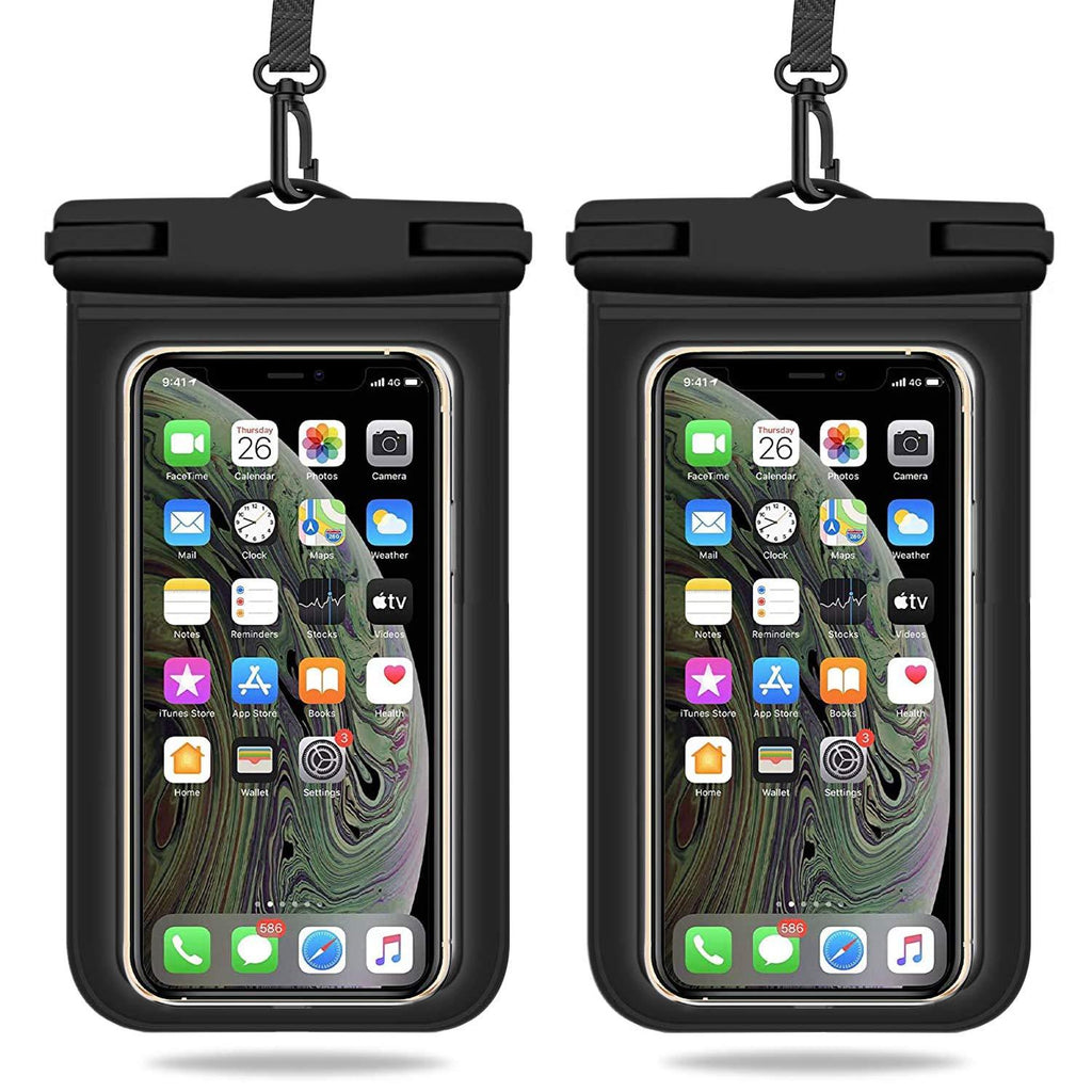  [AUSTRALIA] - Weuiean Waterproof Phone Case, Waterproof Phone Bag with Detachable Lanyard, Phone Dry Bag for iPhone 12/11/SE/XS/XR 8/7/6Plus, Samsung S21/20/10/10+/Note up to 6.9 inch - 2Pack Black+Black Black + Black