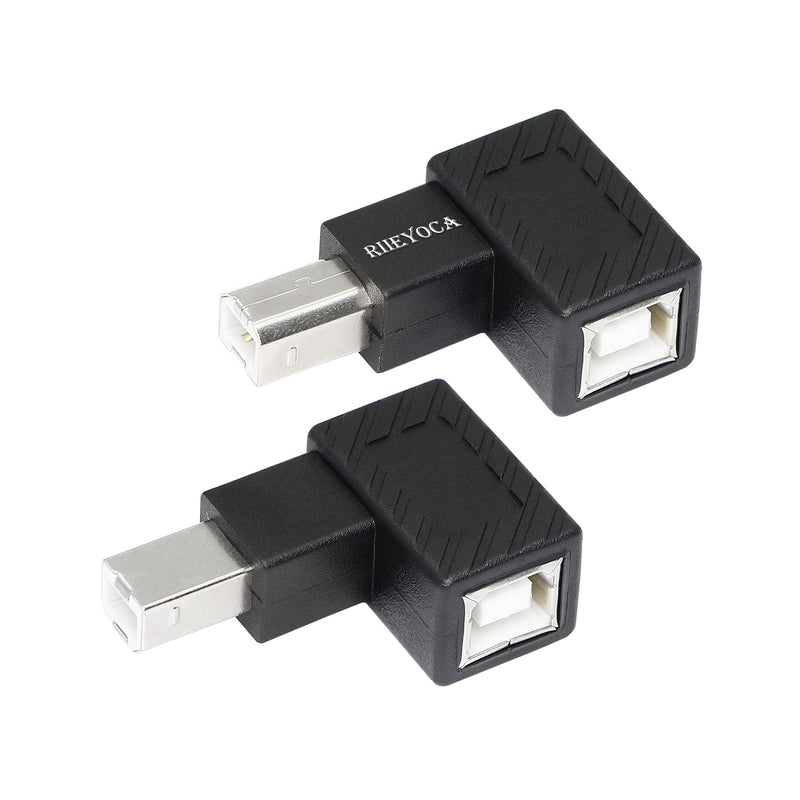  [AUSTRALIA] - RIIEYOCA 90 Degree USB B Printer Adapter, Right Angle & Left Angle USB Type B 2.0 Male to Female Extension Connector for Printer, Scanner, Fax Machine(2-Pack) LR