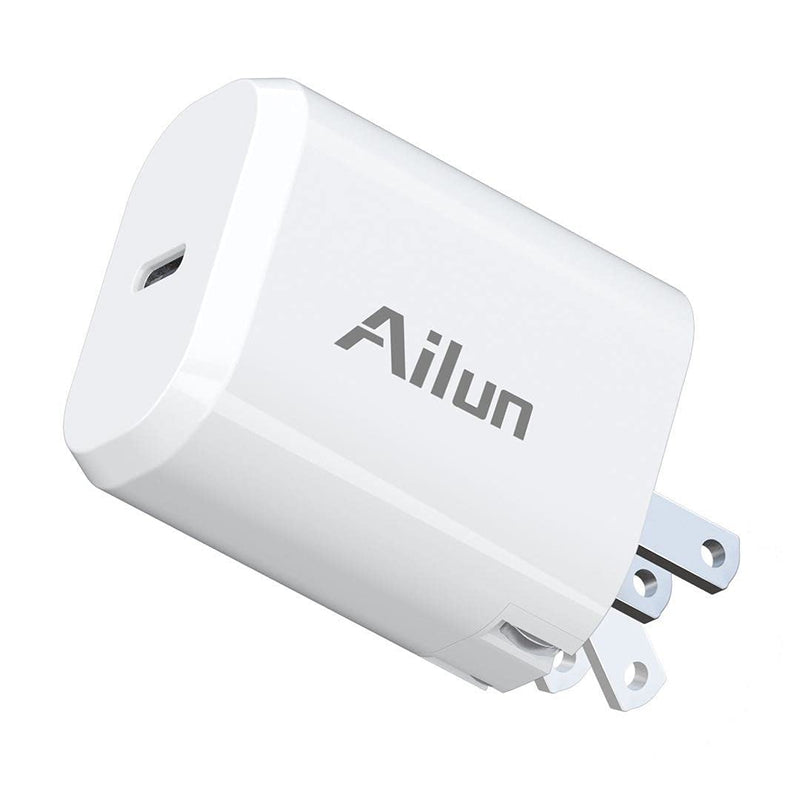 Ailun USB C Power Adapter,PD Port Wall Charger Block 20W Foldable Fast Charge Compatible with iPhone 12/12 Pro/12 Pro Max/12 Mini/11,Galaxy,Pixel 4/3, iPad Pro (Cable Not Included) - LeoForward Australia