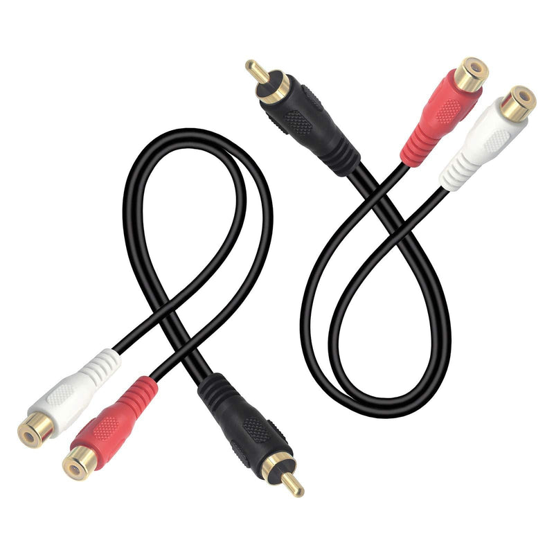 VCELINK RCA Audio Y Cable 2-Pack, 1 RCA (Male) to 2 RCA (Female) Stereo Audio Adapter, Gold Plated Dual RCA Female Cable Splitter for Subwoofer, Car Radio, Amplifier, TV, Digital Audio-8 Inch - LeoForward Australia