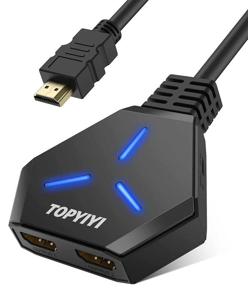 HDMI Splitter 1 in 2 Out, TOPYIYI 4K HDMI Splitter for Dual Monitors with Pigtail HDMI Cable, HDCP1.4 Bypass, Supports 4K@30Hz 3D 1080P for Xbox PS4 PS3 Blu-Ray Player Fire Stick Cable Box - LeoForward Australia
