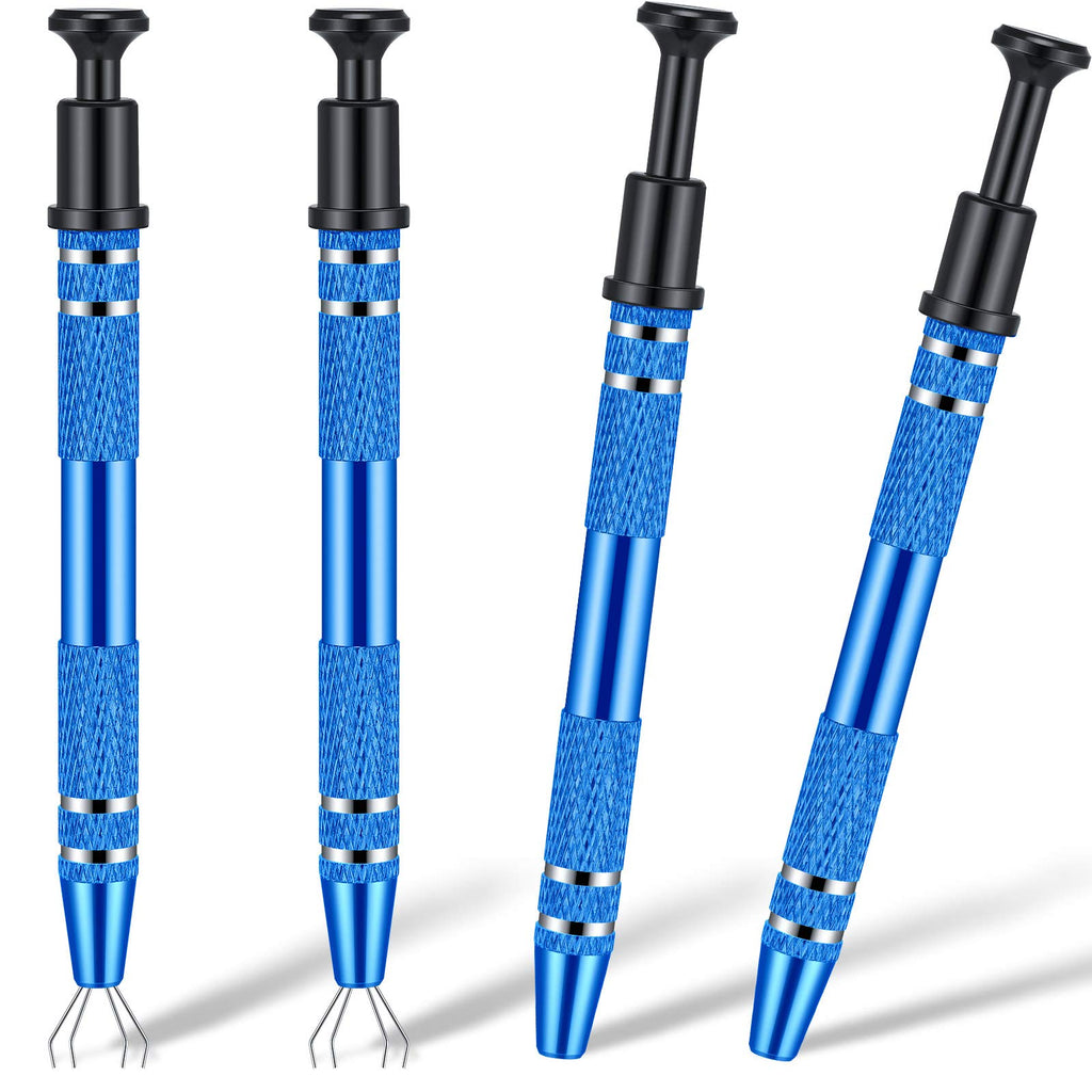  [AUSTRALIA] - 4 Pieces 4 Prongs Diamond Claw Tweezers Terp Pearl Grabber Standard Pick-up Tool 4 Prongs Grabber IC Chip Metal Catcher Grabber Grabber Stainless Steel 4-Claw Pick up Tool (Blue) Blue