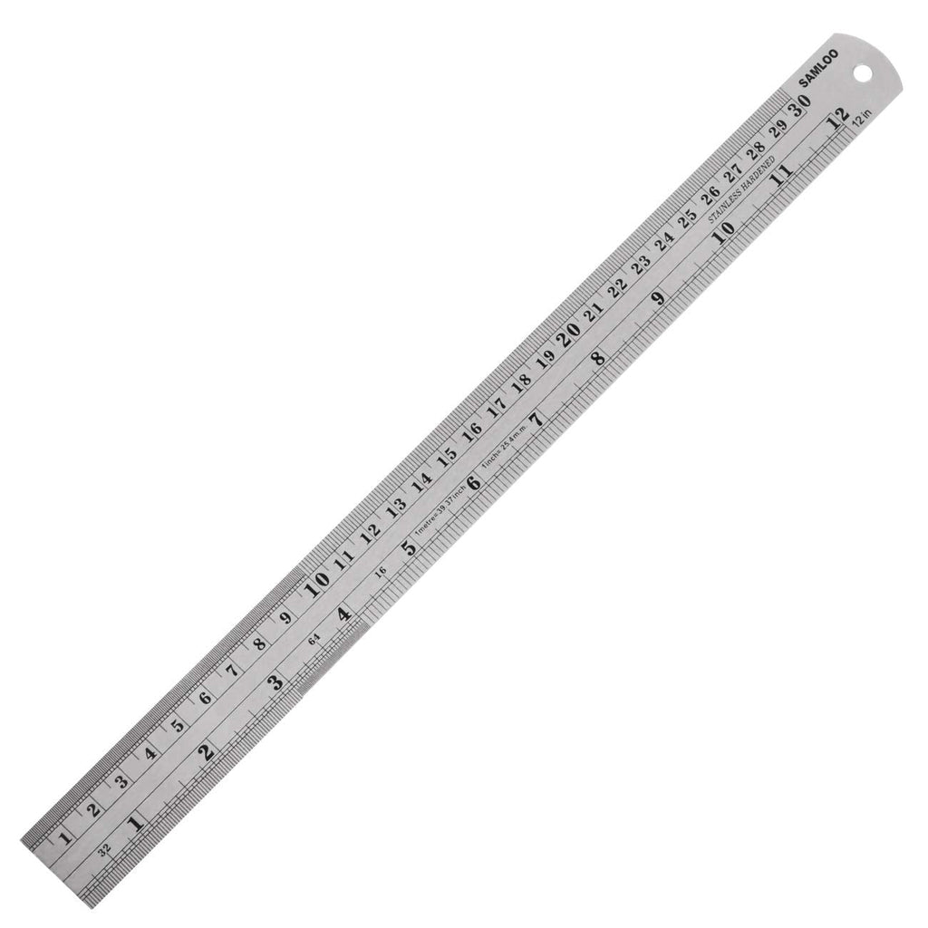  [AUSTRALIA] - 12 Inch Stainless Steel Ruler Metal Ruler Kit with Conversion Table Metric Straight Edge Linear Measurement Ruler