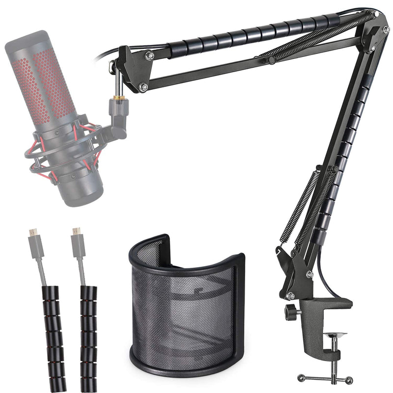  [AUSTRALIA] - Hyperx Quadcast Microphone Stand with Pop Filter - Scissor Mic Boom Arm Mask Shield Windscreen Compatible with Quadcast S USB Gaming Mic by YOUSHARES