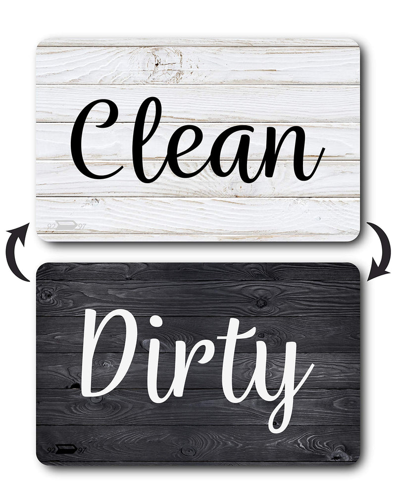 Black and White Wood Clean Dirty Dishwasher Magnet, Reversible Dish Washer Sign, Double Sided Strong Kitchen Flip Indicator, Bonus Universal Magnetic Plate, Neutral Rustic White and Black Magnet Black & White - LeoForward Australia