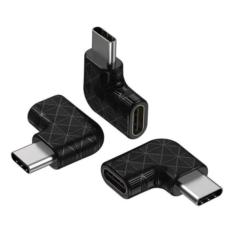  [AUSTRALIA] - USB C Right Angle Adapter,90 Degree USB C to USB Type-C Male to Female Adapter (3 Pack). Support USB-C 3.1 PD 100W Quick Charge 480Mb/s Data Transfer,for Laptop & Tablet & Mobile Phone -Black