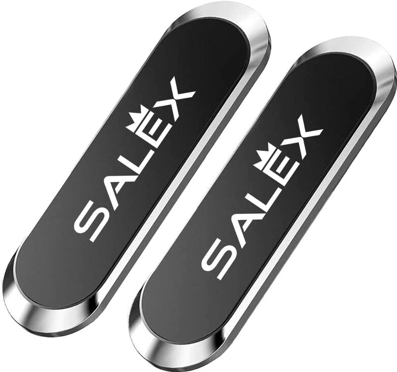  [AUSTRALIA] - SALEX Silver Magnetic Mounts 2 Pack. Flat Cell Phone Holder for Car Dashboard, Wall, Fridge. Stick on Universal Kit Compatible with GPS, Tablets, Smartphones, Knives, Keys, Spoons, Forks.