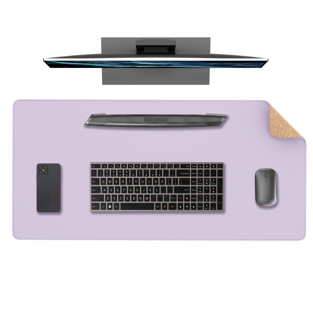 YSAGi Eco Cork Leather Desk Pad, Ultra Thin Waterproof Large PU Leather Mouse Pad, Dual Use Desk Writing Mat for Office/Home(31.5" x 15.7", Cork+Purple) 31.5" x 15.7" - LeoForward Australia